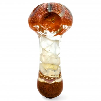 4" Spiral Shine: Silver Fumed Frit Art Hand Pipe - [RKD92]